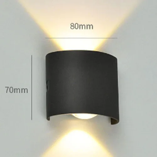 Miniatura 7 de MEGHALI Paquete de 2 lámparas de pared para exteriores, color negro, 2 W, modernos apliques de pared exteriores arriba y abajo, de aluminio