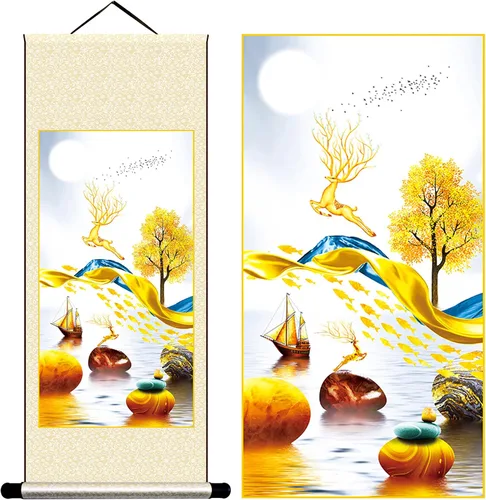 Miniatura 25 de Grace Art Pergamino de pared asiático, Yin acuático y yang