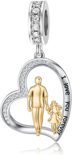 Miniatura 24 de PROESS Dije para padre, madre e hija, pulsera de plata de ley para pulseras, regalos de cumpleaños, día de San Valentín, para hija, madre, amante