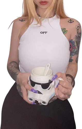 Miniatura 3 de Camiseta sin mangas acanalada con espalda cruzada y cuello halter para mujer