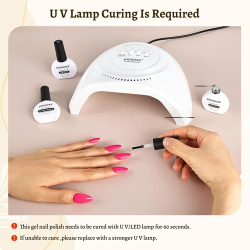 Miniatura 6 de JODSONE Juego de 3 piezas de 10 ml de capa superior y base de esmalte de uñas con removedor de gel; removedor de uñas de gel para remoción rápida