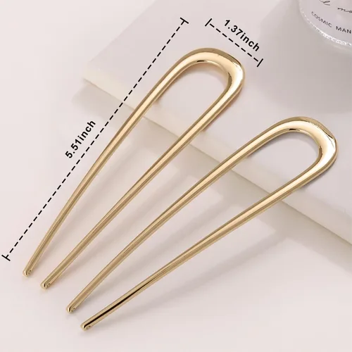Miniatura 7 de Horquillas francesas para cabello grueso, horquillas de metal para mujeres y niñas, pasadores franceses en forma de U para moños, 5.5 pulgadas