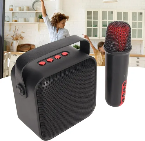 Miniatura 4 de Juego de mini máquina de karaoke con altavoz, micrófono inalámbrico, gran campo de sonido, chip profesional, múltiples conexiones, batería de larga