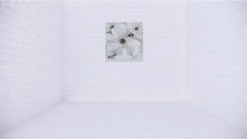 Miniatura 4 de SYGALLERIER Arte abstracto de pared de flores, pintura al óleo floral gris y blanca con adornos de lámina dorada, arte de pared de lienzo hecho a