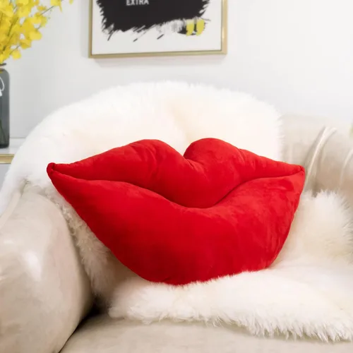 Miniatura 13 de AELS Almohadas de labios grandes 3D de terciopelo suave, almohadas decorativas, lindas almohadas de 24 x 12 pulgadas para sofá, cama, sala de estar