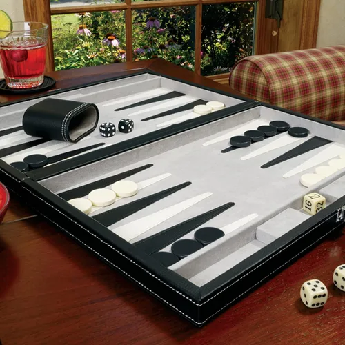 Miniatura 7 de Mainstreet Classics by GLD Products Juego de mesa Backgammon de 15 pulgadas, negro/blanco