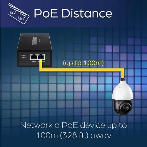 Miniatura 6 de TRENDnet Inyector Gigabit PoE++, Convertir un puerto no PoE a un puerto Gigabit PoE++ (15.4W), (30W), o (95W), hasta 328.1 ft (328 pies), fuente