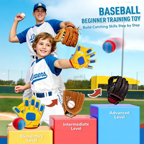 Miniatura 4 de JoyCat Toss and Catch Ball Game with 2 Adjustable Gloves, 2 Soft Sticky Balls & Carry Bag, Toddler Baseball Glove Set, Outdoor Toys for Kids Ages