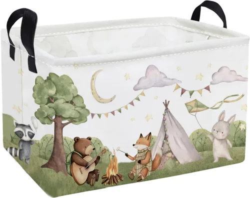 Miniatura 22 de Essme Cesta rectangular de granja, cestas para niños vacías con asas, bonitas cestas para decoración de habitación de niños, niños y niñas, canasta