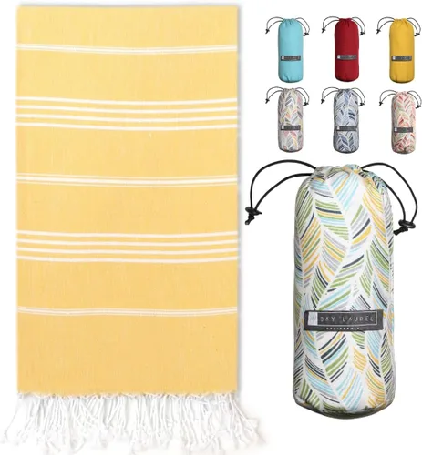 Miniatura 14 de BAY LAUREL Toalla de playa turca con bolsa de viaje, 39 x 71 pulgadas, de secado rápido, sin arena, ligera, grande, toallas de gran