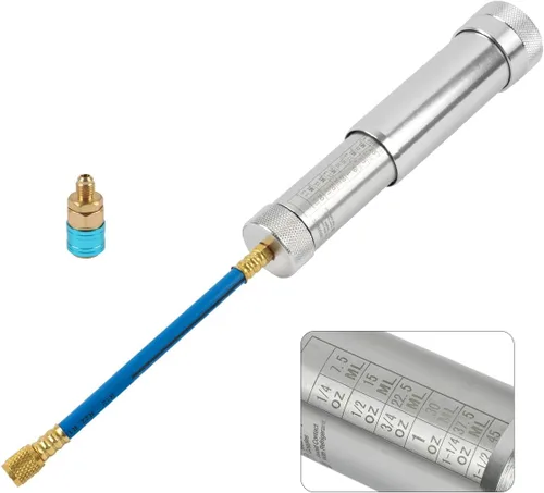 Inyector de Aceite y Tinte de AC Tipo Atornillado, Herramienta Inyector de Aceite de AC, Kit de Tinte de AC de 2 Oz con Escala, Kit de Recarga de