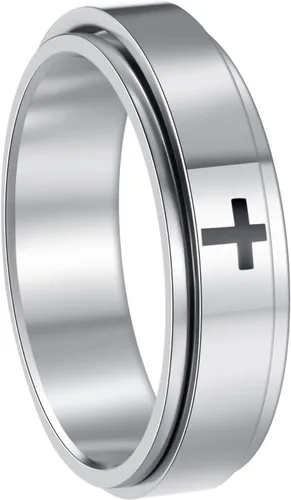 Miniatura 20 de Anillos giratorios para la ansiedad para hombre, anillos clásicos de cadena para mujeres y adultos, anillo de acero de titanio