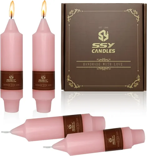 Miniatura 9 de Velas cónicas cortas de 5 pulgadas, velas sin aroma hechas a mano, juego de 4 con tiempo de combustión largo, velas retorcidas para boda, hogar