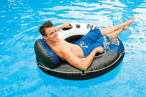 Miniatura 4 de INTEX 58825EP River Run 1 Inflatable Floating Lounge: Comfortable Backrest – Built-in Cup Holders – Durable Grab Handles – All Around Grab Rope