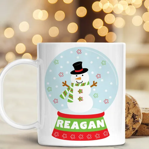 Miniatura 2 de Taza de Navidad personalizada con diseño de muñeco de nieve con nombre de niños, irrompible, apta para lavavajillas, sin BPA