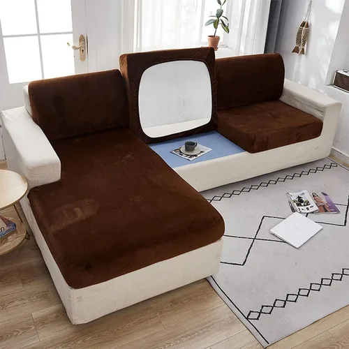 Miniatura 9 de Fundas de cojín de terciopelo elástico, funda de cojín suave para asiento de sofá, extraíble y lavable, protector de muebles para cojín de asiento
