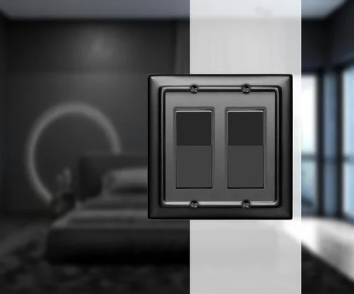 Miniatura 2 de Monarch Abode Placa de Pared Basculante de 2 Segmentos, Placa de Pared de Metal Decorativa Arquitectónica para Interruptor, Placa Decorativa de Mate