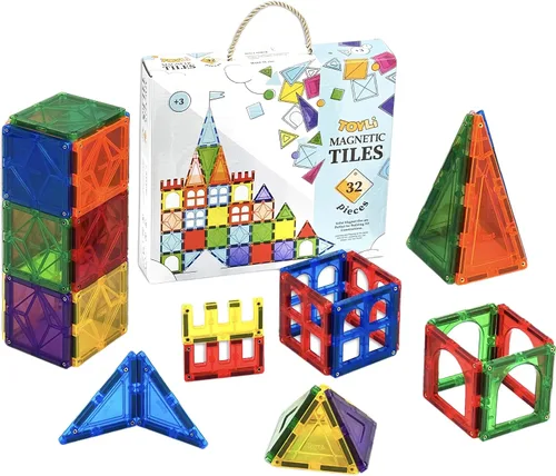 Miniatura 2 de TOYLI Bloques de construcción magnéticos para niños, 32 piezas, aprendizaje educativo magnético STEM