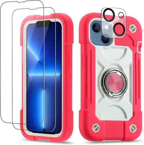 Miniatura 105 de Funda para iPhone 11 de 6.1 pulgadas con soporte de anillo, con 2 protectores de pantalla de vidrio, resistente a los golpes, resistente a