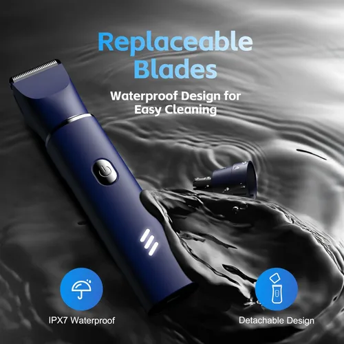 Miniatura 5 de Maquinilla de afeitar eléctrica para hombres: recortadora corporal Manscape para regalos para hombres, afeitadoras eléctricas, IPX7 impermeable, Azul