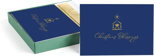 Miniatura 10 de Tarjetas navideñas religiosas de la Virgen y el Niño de Masterpiece / Juego de 16 tarjetas festivas cristianas en caja con acentos de lámina dorada