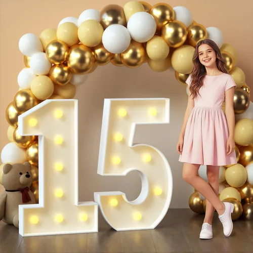 Miniatura 35 de imprsv Letras de marquesina iluminadas, letras de mosaico de 1.2 m con luz para decoración de baby shower, graduación, gran J para decoraciones