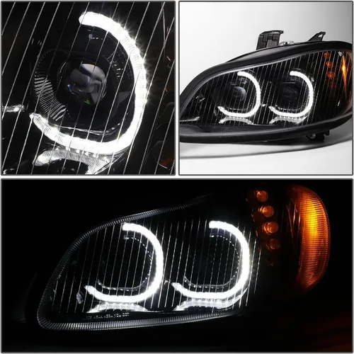 Miniatura 5 de DNA MOTORING HL-HAY-015-BK - Par de faros delanteros de señal de giro DRL con doble LED Halo, proyector de haz alto/bajo, compatible con Negro
