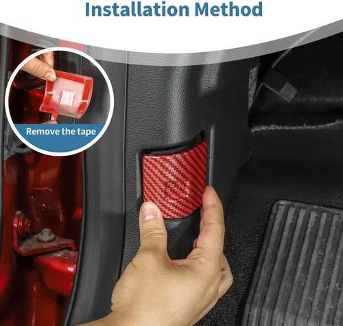 Miniatura 7 de Para F150 Rojo Fibra de Carbono Capó Interruptor de Liberación Pestillo Trim Cubierta para Ford F150 2009 up Rojo Fibra de Carbono Grano