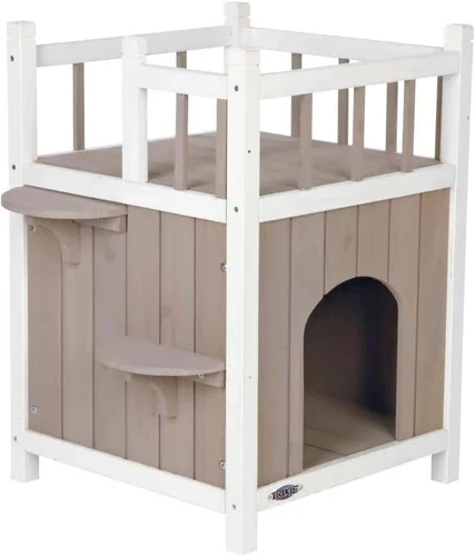 Miniatura 2 de TRIXIE Casa para gatos con balcón, casa elevada para gatos, refugio resistente a la intemperie, ideal para gatos y perros pequeños, 17.5 x 17.5 x
