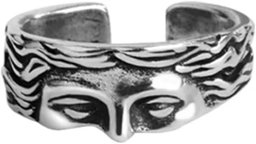OIDIMS Anillo vintage de Venus de media cara para mujeres y hombres, ajustable, personalizado, abierto, nudillos, banda para el dedo, joyería única