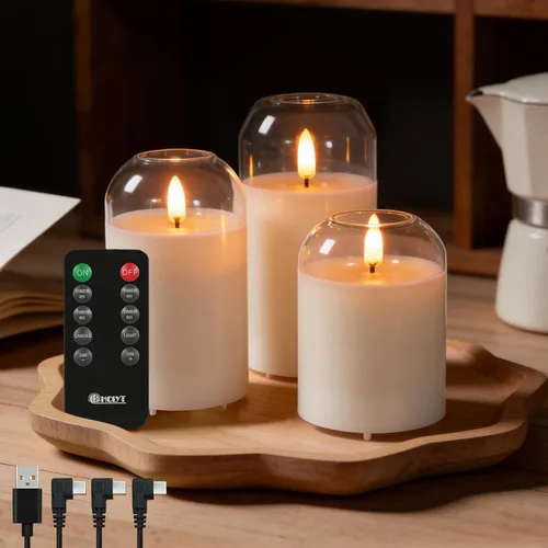 Miniatura 9 de LEDHOLYT Vela Recargable Sin Llama, Vela de Pilar LED Intermitente de Cera Real con Control Remoto y Temporizador, Mecha en Forma de Lágrima, Velas