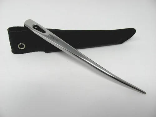 Miniatura 8 de Myerchin A009 Professional Marine Marlinspike - Herramienta de empalme de acero inoxidable sólido con funda de cuero genuino y correa de cordón