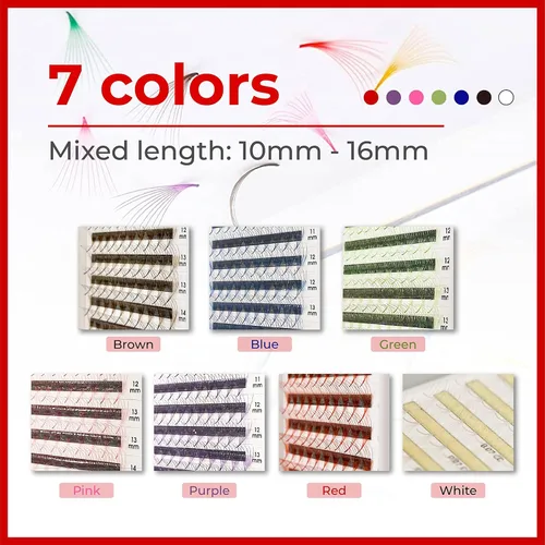 Miniatura 4 de THE LASH SUPPLY 120 abanicos de Halloween, extensiones de pestañas de color prefabricadas 6D, rizo CC, longitud de mezcla de 0.39 a 0.63 pulgadas
