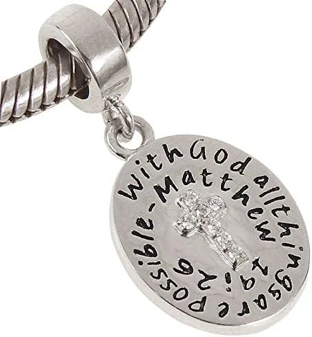 Miniatura 3 de Colgante de Cruz Plata de ley 925Bibble Encanto Christian Encanto Corazón mantener la fe Encanto para pandora pulsera