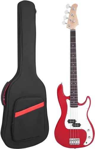 Funda para bajo eléctrico con acolchado de 7 mm, estuche para bajo eléctrico, mochila tipo gig bag con correa para el cuello y bolsillos, negro