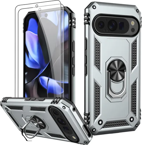Miniatura 59 de LUMARKE Funda para Google Pixel 5 con protector de pantalla, pasa 16 pies, probada en caídas, grado militar, con soporte de anillo magnético, Rojo