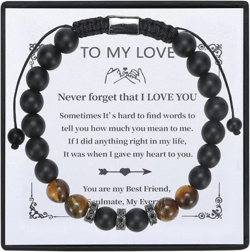 Pulseras de cuentas para hombre, novio, marido, mi hombre, mi amor, hijo, nieto, hermano, aniversario, cumpleaños, graduación, día del padre, regalo