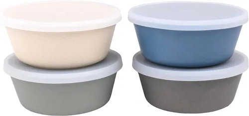 WeeSprout Cuencos de bambú para niños con tapas, juego de cuatro cuencos de tamaño para niños 10 oz, para cereales, sobras y bocadillos, aptos para
