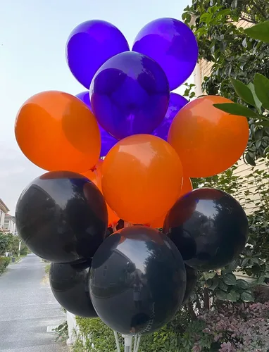 Miniatura 5 de 60 globos de látex de 12 pulgadas en negro, naranja y morado, Halloween, graduación, cumpleaños, baby shower, decoraciones de fiesta