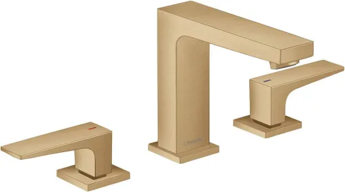 Miniatura 2 de hansgrohe Metropol 32516141 - Grifo moderno para lavabo de baño de bajo flujo con 2 asas, 3 agujeros, 5 pulgadas de alto, en bronce cepillado