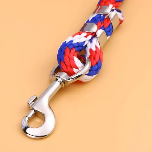 Miniatura 8 de POPETPOP - Cuerda de caballo trenzada para equitación de caballo con cierre resistente (rojo, azul y blanco)