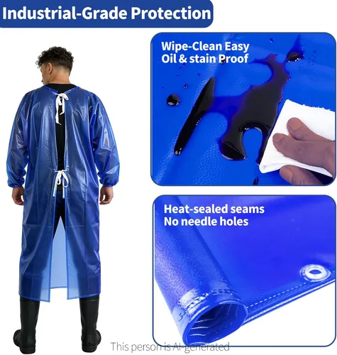 Miniatura 4 de SUJAN Traje Antisalpicaduras Delantal Impermeable Resistente a Químicos, Mono de PVC de Manga Larga Splash suit, chemical resistant smock, safety