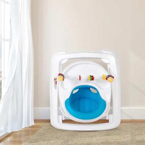Miniatura 6 de HONEY JOY Andador de bebé, juguete plegable para empujar sentado y caminar detrás con ruedas, piano interactivo y pedantes, altura y velocidad Azul