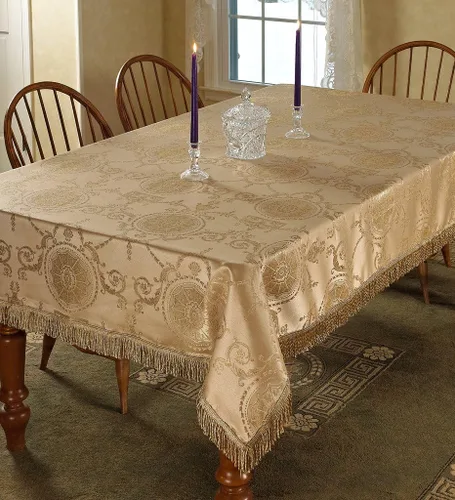Miniatura 8 de Violet Linen Prestige - Mantel con diseño de damasco, 52 x 70 in, color burdeos. Borgoña