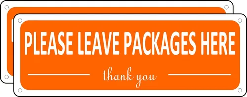 Miniatura 9 de i-CowFun - Letrero de metal con texto en inglés "Leave Packages Here", 10 x 3.5 pulgadas, aluminio, para exteriores, libre de óxido, resistente a