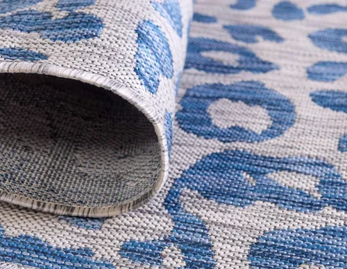 Miniatura 6 de Unique Loom Outdoor Safari Collection Alfombra de área - Leopardo (5 pies 1 pulgada x 8 pies, rectangular, azul/gris)
