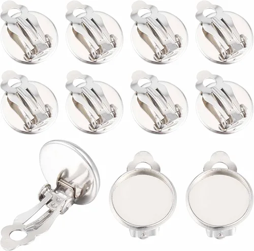Miniatura 7 de SUNNYCLUE 1 caja de 30 convertidores de aretes de latón, ganchos para abrazar con bucles abiertos, almohadillas para aretes, clips para hacer joyas