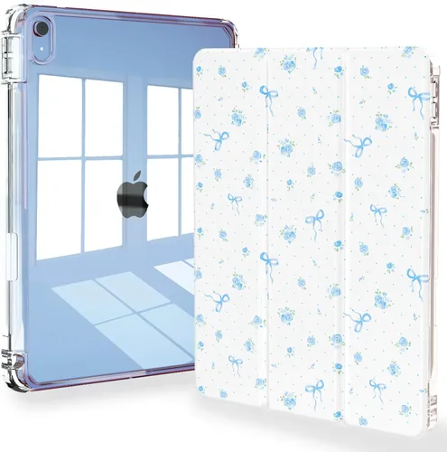 Miniatura 27 de Feams Funda para iPad (A16) 11ª generación de 11 pulgadas 2025, iPad de 10.9 pulgadas 2022, cubierta trasera transparente delgada de tres pliegues