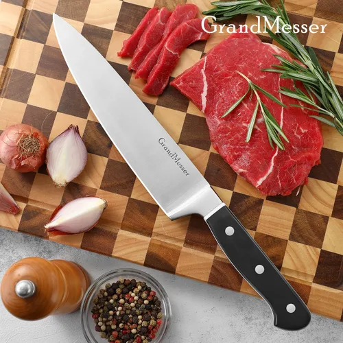 Miniatura 6 de Cuchillo de chef en acero japonés AUS-8, cuchillo de cocina profesional de 8 pulgadas, cuchillo de cocina ultra afilado con mango ergonómico