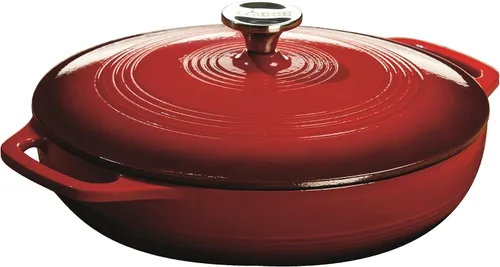 Miniatura 5 de Lodge EC7D43 - Horno holandés de hierro fundido esmaltado, 7.5 cuartos de galón, Island Spice Red y cazuela cubierta de hierro fundido esmaltado